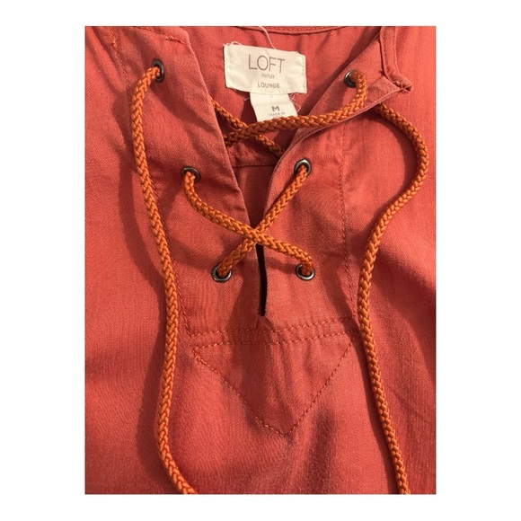 Loft Sleeveless Brick Orange Rust Lounging Short Lyocell Casual Dress Medium - Picture 5 of 6